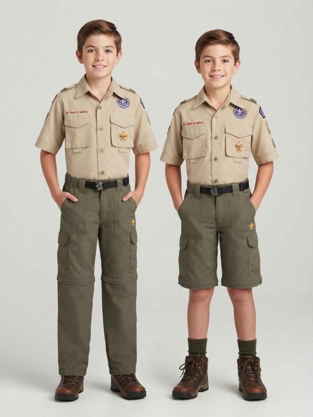 Boy Scouts of America BSA Switchback Convertible Cargo Pants Kids Olive Size XS